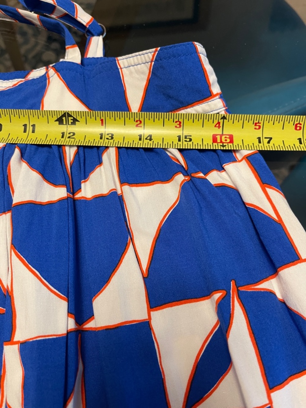 Women's Blue Geometric Tiered Maxi Dress - Picture 11 of 11